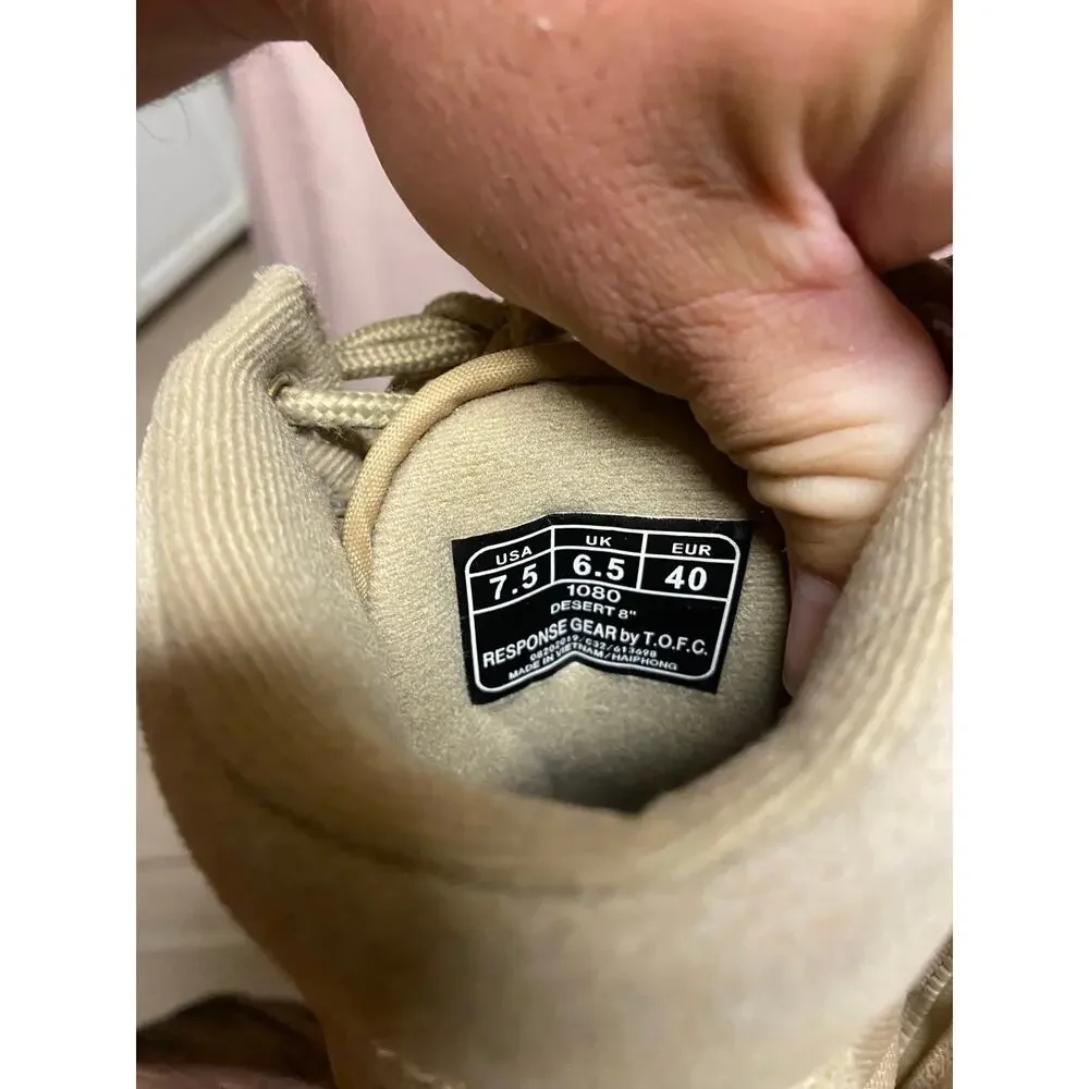 Tan Side Zip Response Gear Tactical Boots Size 7.5